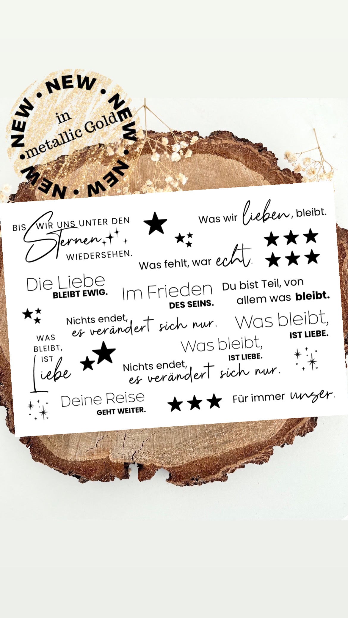 Rub on UV Sticker randlos Trauer Gold S2