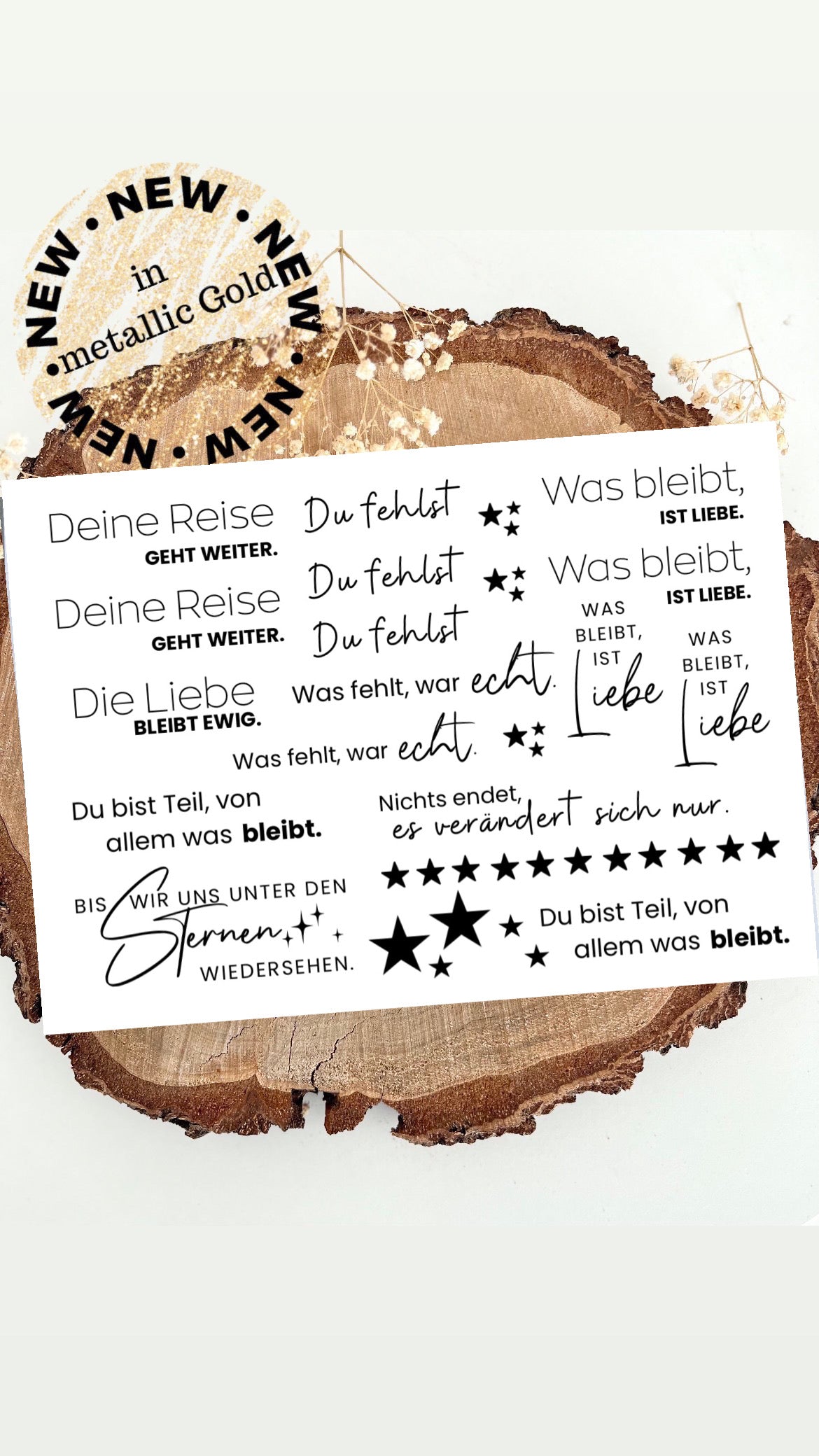 Rub on UV Sticker randlos Trauer Gold S1