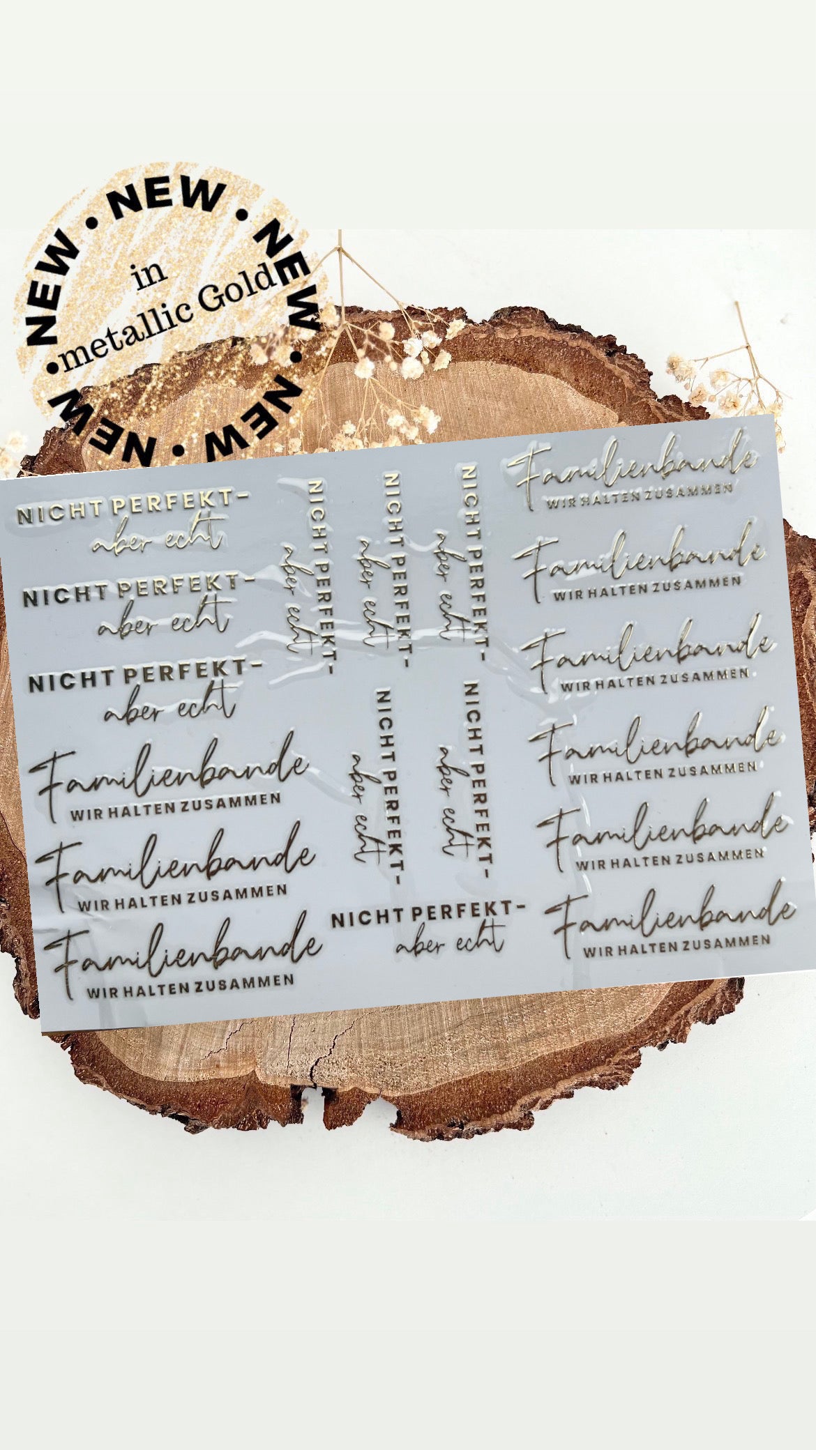 Rub on UV Sticker randlos Gold S9