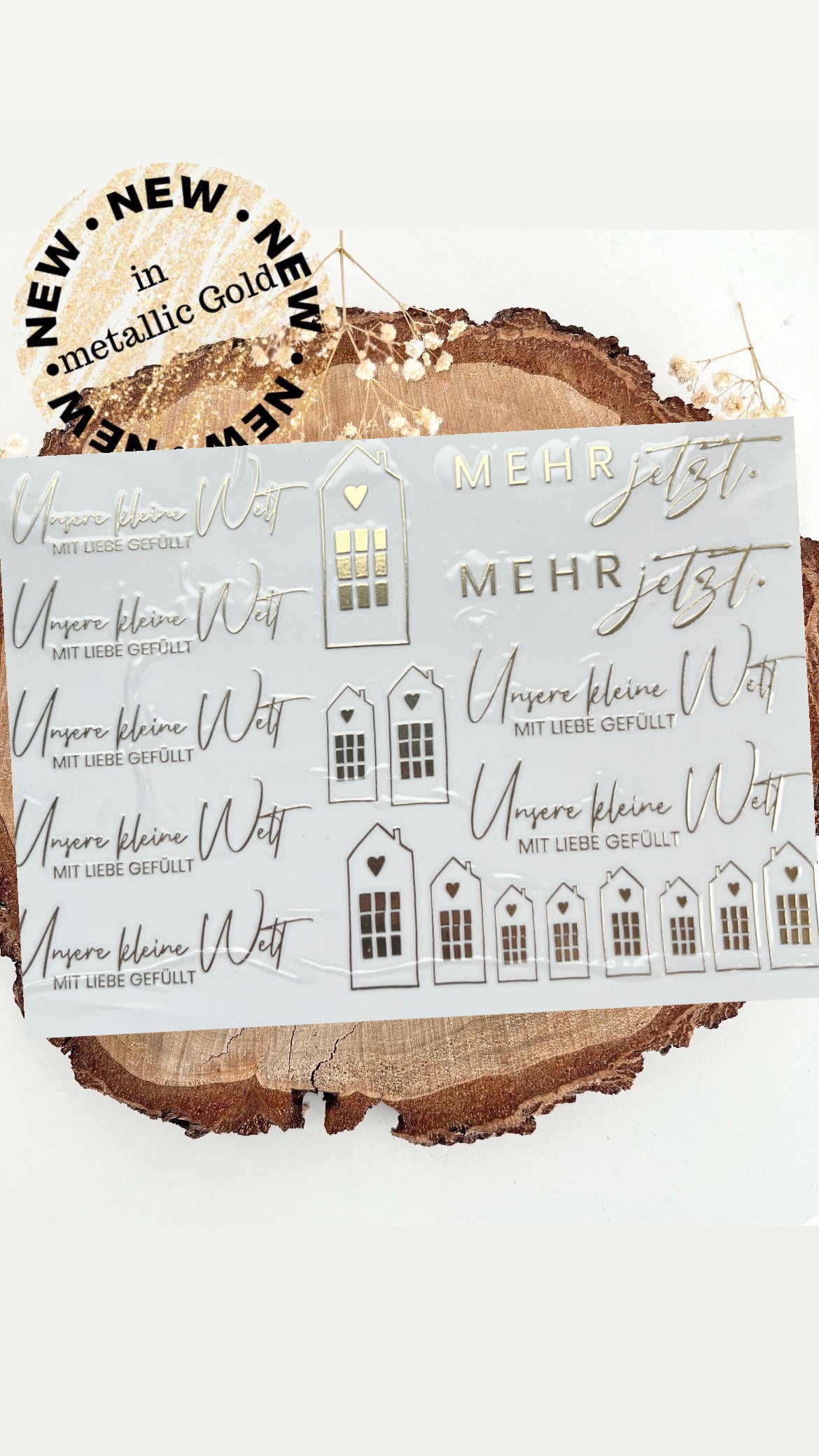 Rub on UV Sticker randlos Gold S8